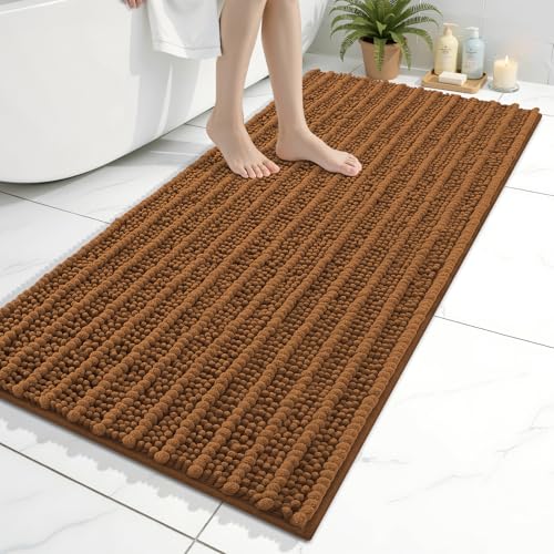 Arotive Luxury Chenille Bathroom Rug Mat, Extra Soft Thick Absorbent Shaggy Bath Rugs, Non-Slip Machine Wash Dry, Plush Bath Mats for Bathroom, Shower and Tub, 47x24, Ochre