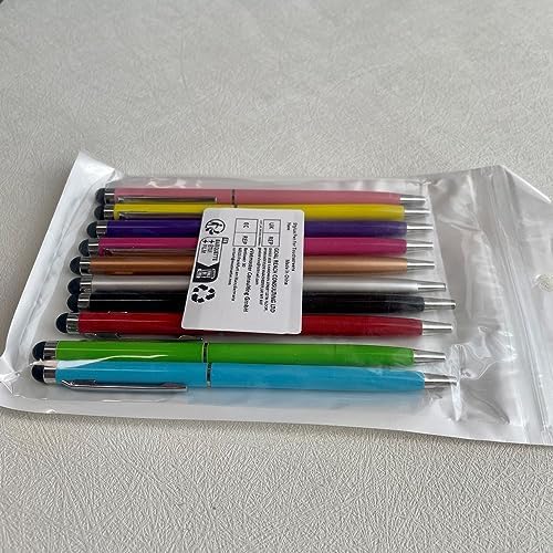 Długopis do tabletu [10 kolorów] ekran dotykowy Stylus Pen i czarny tusz długopis 2 w 1 do wszystkich telefonów komórkowych, tabletów, iPhone i-Pad Pro Air mini Smartwatch Samsung Galaxy Microsoft Surface Google Chromebook