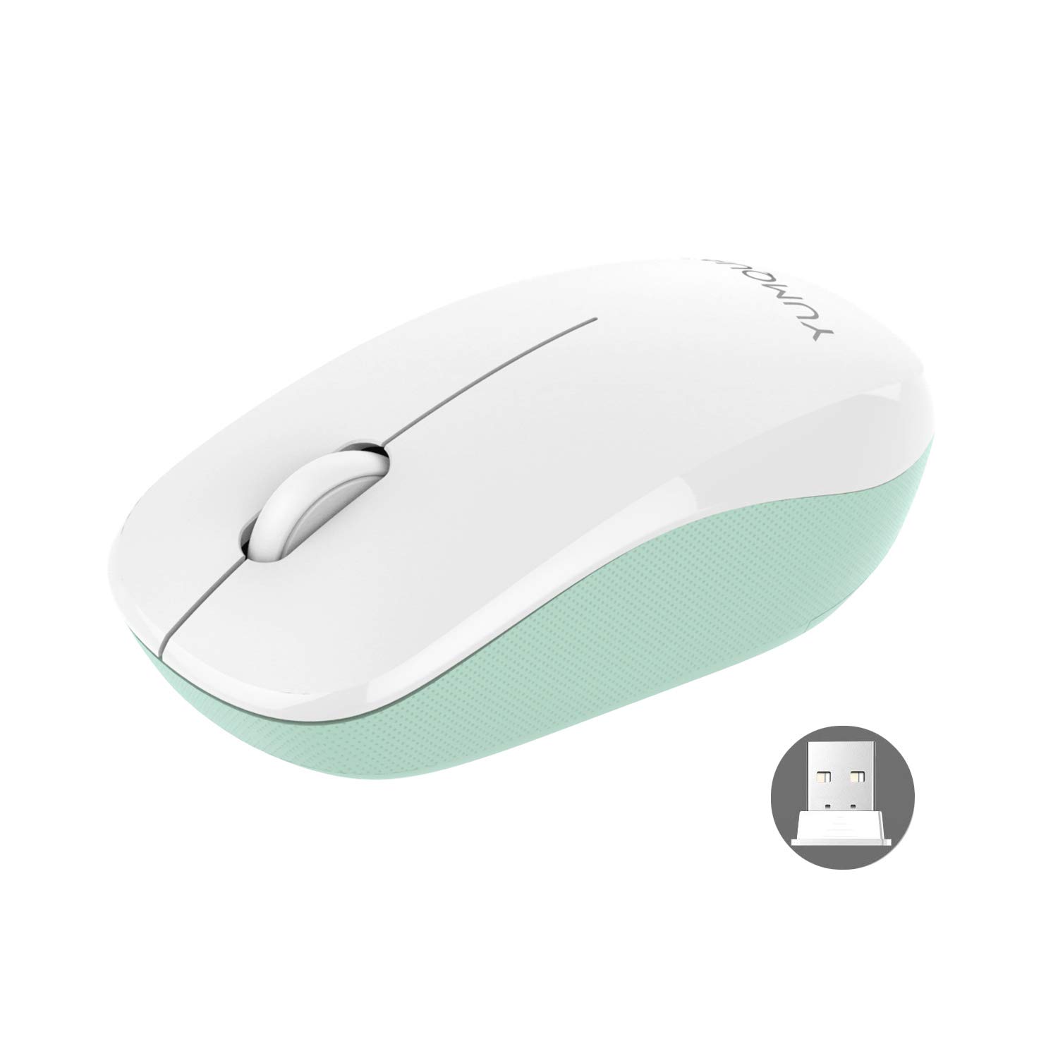 YUMQUA Computer Mouse Wireless, 2.4G Portable USB Optical Silent Cordless Mouse for Kids, Laptop, PC, Chromebook,Notebook,Desktop, White & Mint