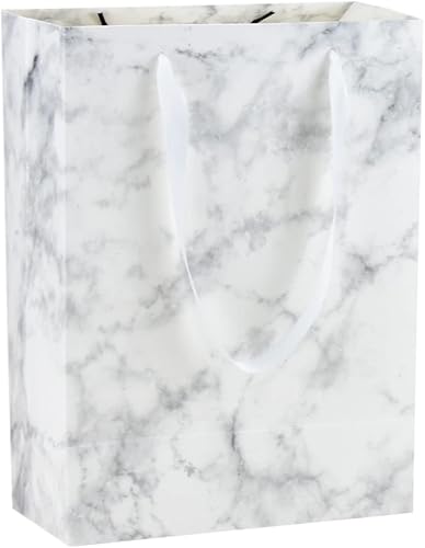 HUAPRINT Bolsas de papel de mármol, bolsas de regalo de mármol, bolsas de compras con asas, paquete de 30 bolsas de regalo grandes verticales de 10