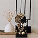 Lescafita African Lady Bust Sculpture with Golden Headwrap – Resin Figurine with Earrings and Necklace, Modern African Woman Statue for Home Decor and Cultural Gift