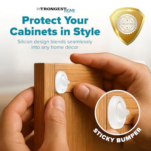 Image of STRONGEST HOME Cabinet Door Bumper 200 Pack Clear Rubber - Self Adhesive Stoppers for Quiet Close Protection - Drawer Pads for Furniture and Surface Cushioning - 0.5 x 0.2 Inch