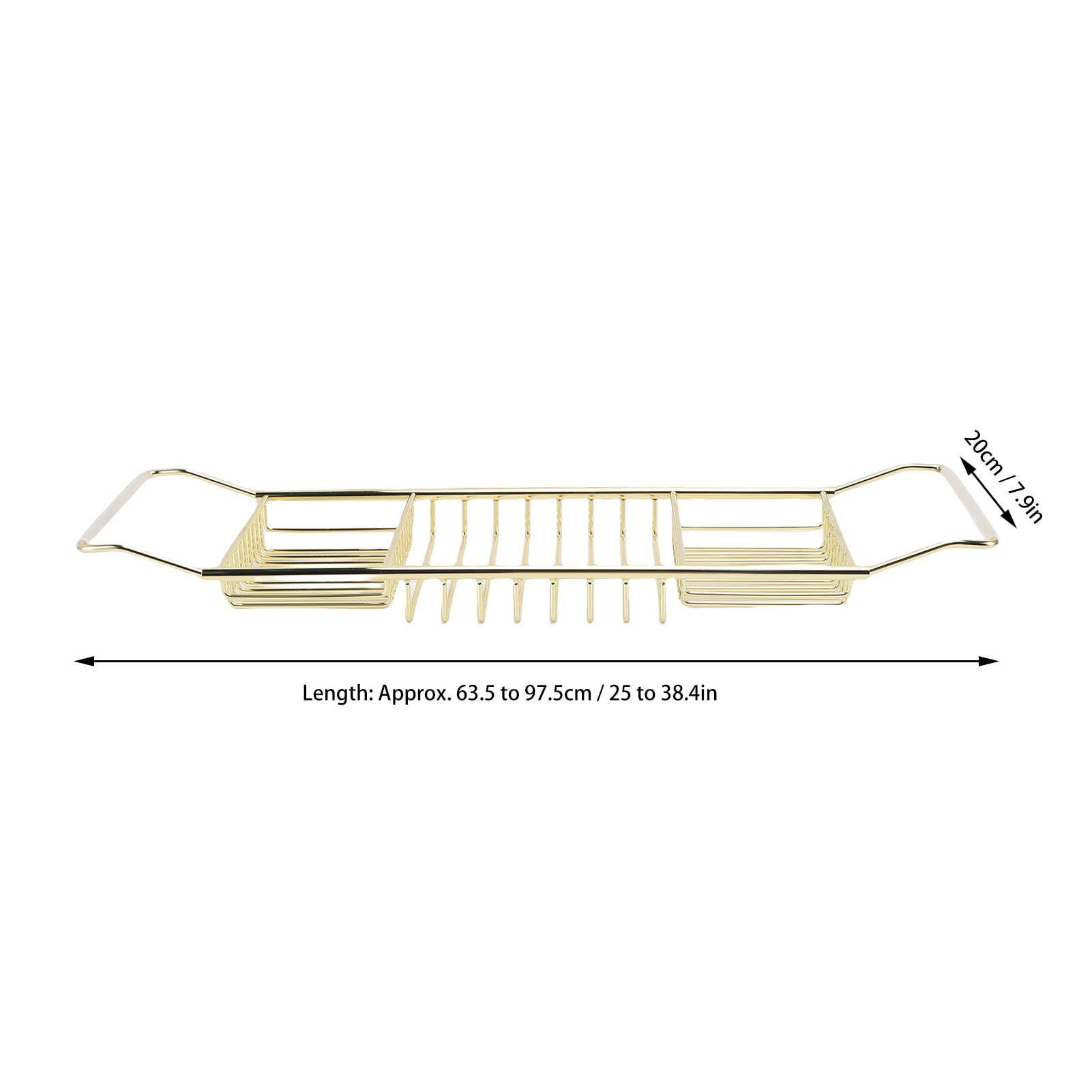 Bandeja de Acero Inoxidable para bañera, Bandeja de bañera expandible, Mesa para baño de Lujo, Mesa de bañera Ajustable, Carrito de Ducha, Organizador de baño, Accesorios (Oro)