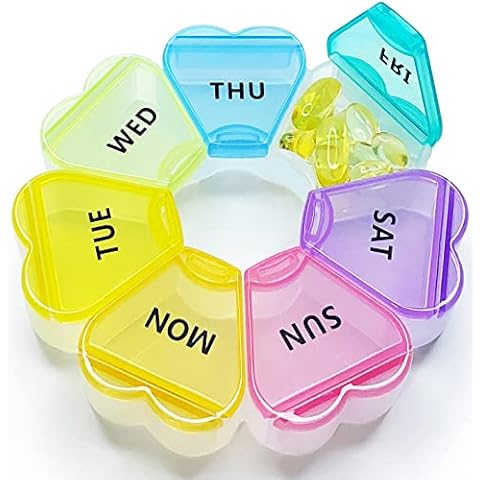 MOLN HYMY Large Weekly Pill Box 7 Day, Cute Pill Case Organizer 1 time a Day, Floral Pill Container Once Daily, Pretty Medicine Dispenser for Vitamin/Fish Oil/Medication/Supplements Cover