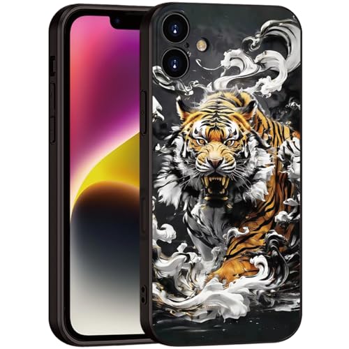 Printed with Tiger for iPhone 16 case, Silicone Soft Shockproof case King Tiger Mysterious Cloud Pattern Prints- Imperial Grandeur(A2- Tigers-Animal)