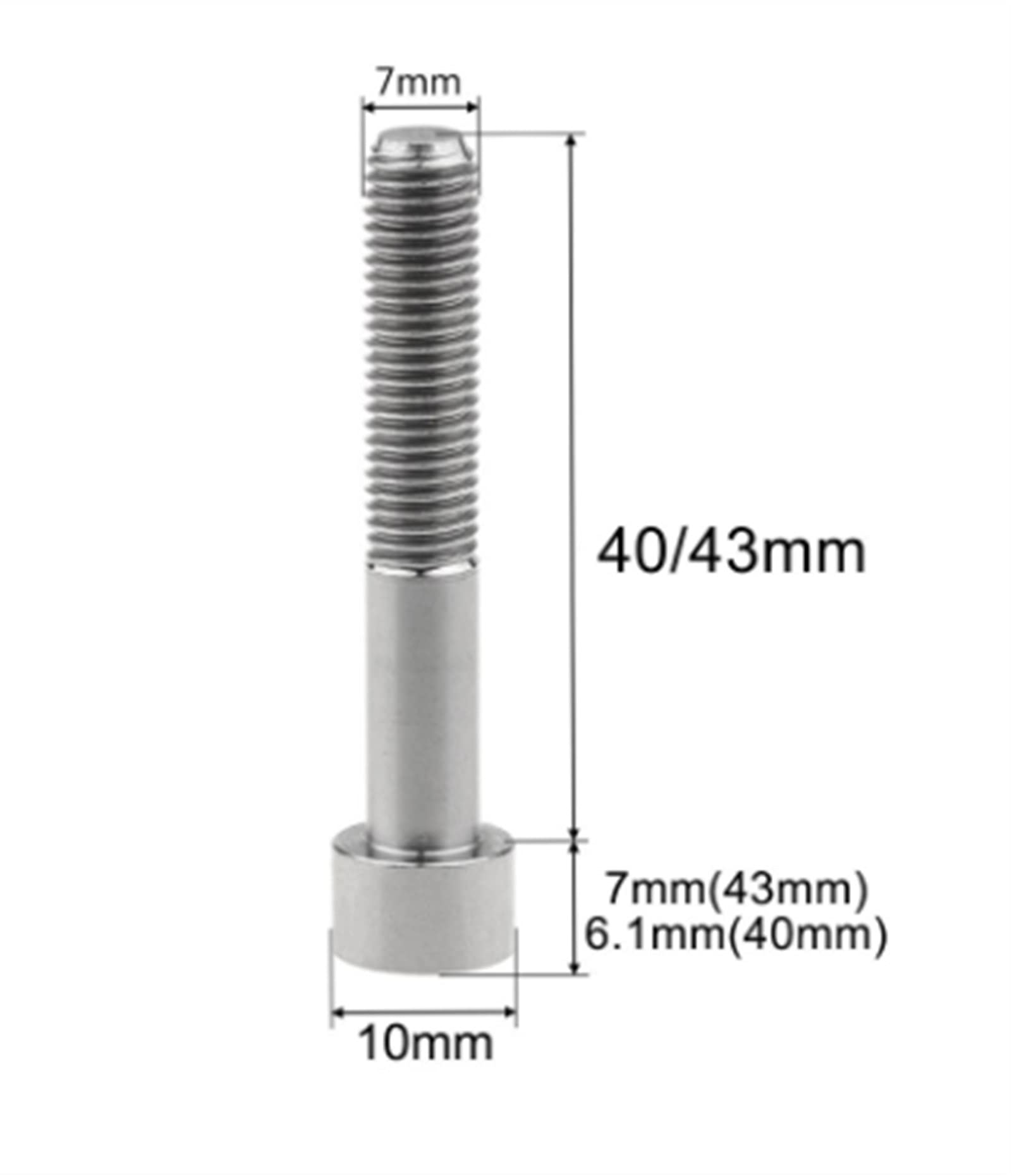 Titane M7 X 40 43mm DIN912 Gr5 Allen douille tête tige de selle boulons vis de vélo boulon(43MM_M7)