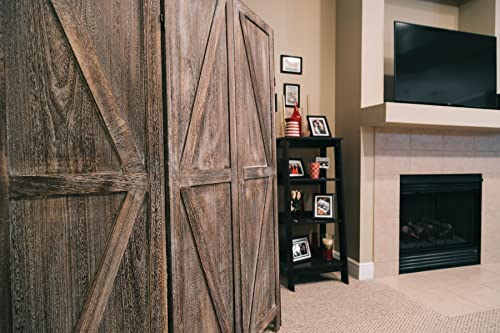 Image of Premium Home 6-Panel Room Divider - Rustic Brown Barn Door, K Pattern Folding Privacy Screen, Partition Wall