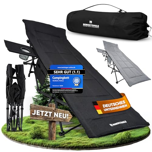 NORDICTRAILS Feldbett Campingbett klappbar - XXL gemütliche Campingliege | Faltbar, leicht & breit für Outdoor | Gästebett, Liege, Klappbett, Angelliege, Camping Karpfenliege mit superweicher Matratze NORDICTRAILS Feldbett Campingbett klappbar - XXL gemütliche Campingliege | Faltbar, leicht & breit für Outdoor | Gästebett, Liege, Klappbett, Angelliege, Camping Karpfenliege mit superweicher Matratze