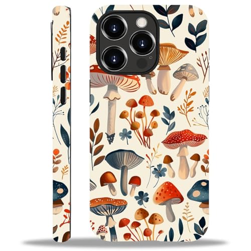 yicomon Compatible with iPhone 14 Pro Case, Mushrooms Foliage Vibrant Pattern Print Matte Phone Case Durable Fashion Funny Liquid Silicone Case Soft Anti-Scratch Shockproof Protective Cover