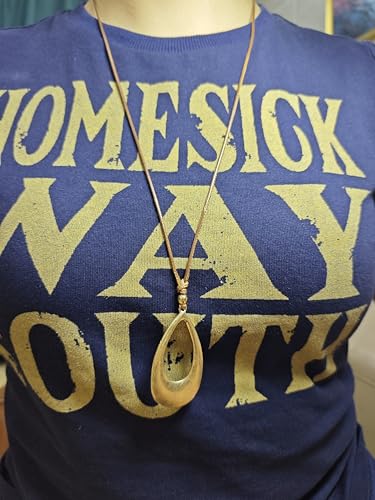 Boho Vintage Style Necklace Gold Tone Cord Chain Teardrop Circle Pendant Adjustable Choker2