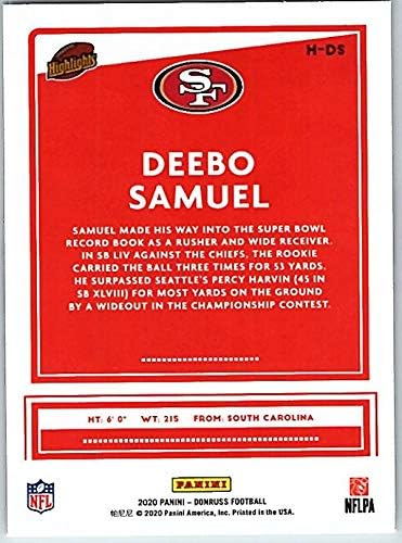 2020 Donruss Highlights #12 Deebo Samuel San Francisco 49ers Official NFL Football Trading Card From Panini America in Raw (NM Near Mint or Better) Condition