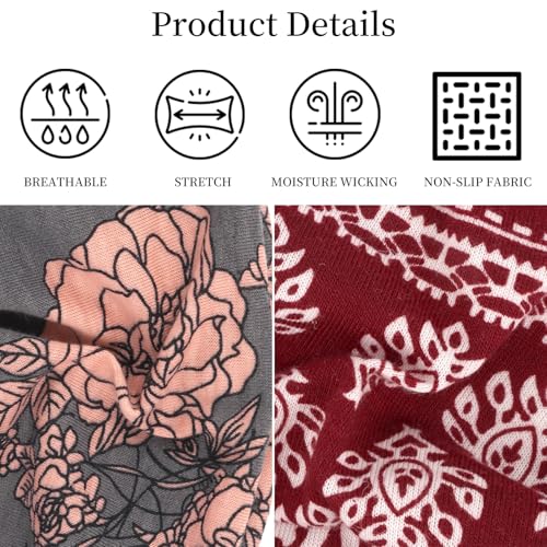 Image of YARIEW 6Pcs Headbands Paisley Bandanas Head Bands Sweat Band Hair Wrap Headwrap Fashion Boho Wide Thick Workout Yoga Elastic Headbands Mens Cooling Running Sports Headband Sweatbands for Women and Men
