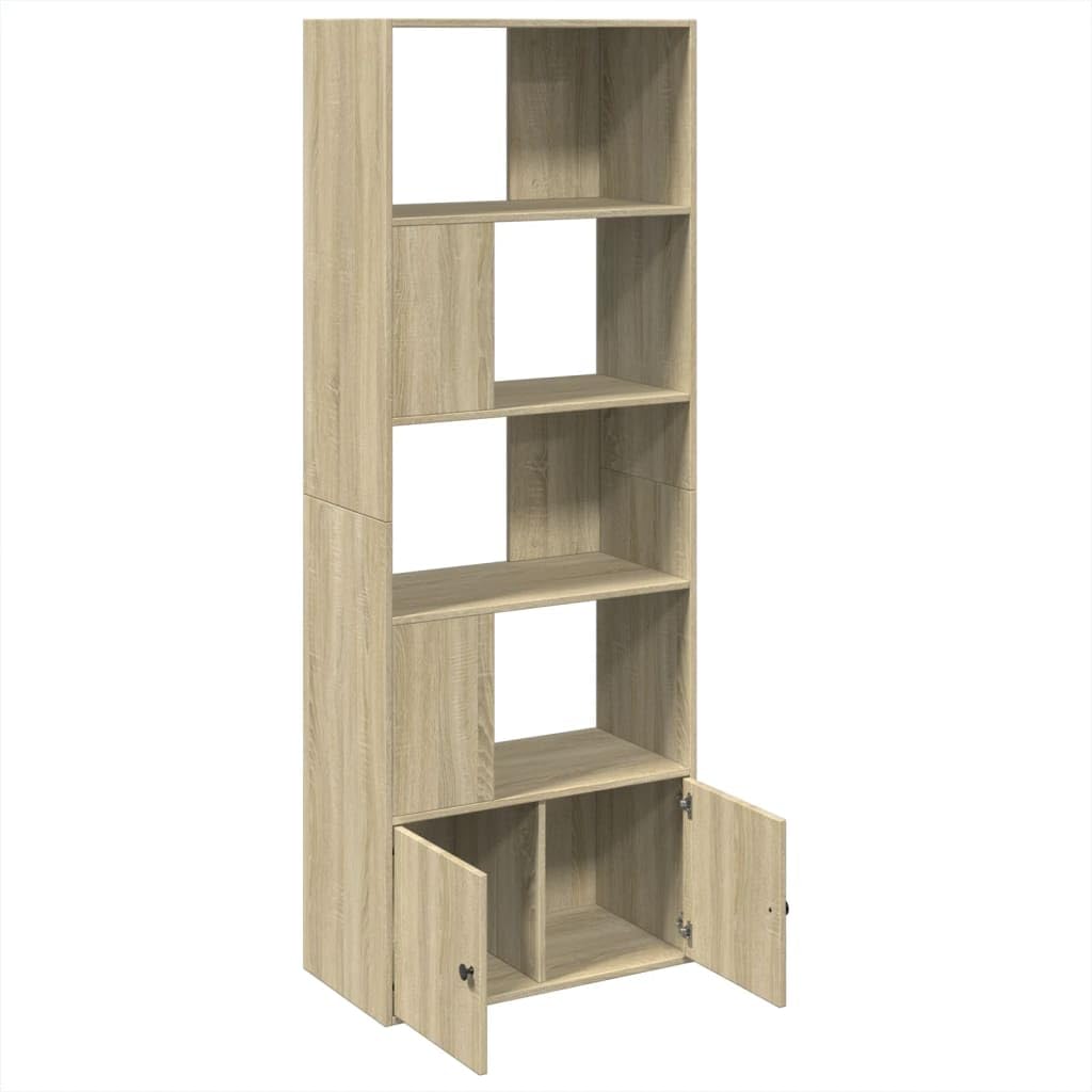Libreria in legno di rovere Sonoma, 70 x 36 x 189 cm, armadietto alto stretto con più scomparti, scaffale stabile per soggiorno, ufficio, camera da letto, come divisorio
