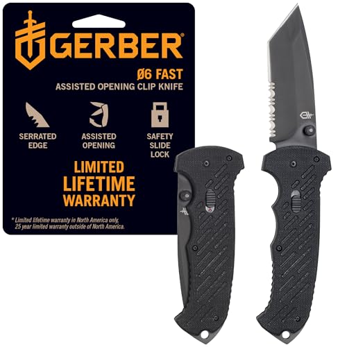Gerber Gear 06 FAST Folding Pocket Knife, Tactical Tanto Pocket Knife with Serrated Edge for Camping and Survival