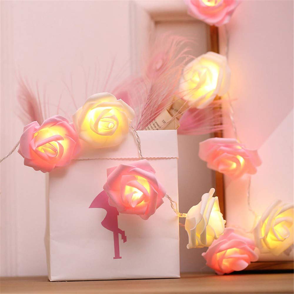 Fantasee Guirlande lumineuse à LED en forme de rose à piles pour mariage, Saint-Valentin, fête, anniversaire, festival, décoration