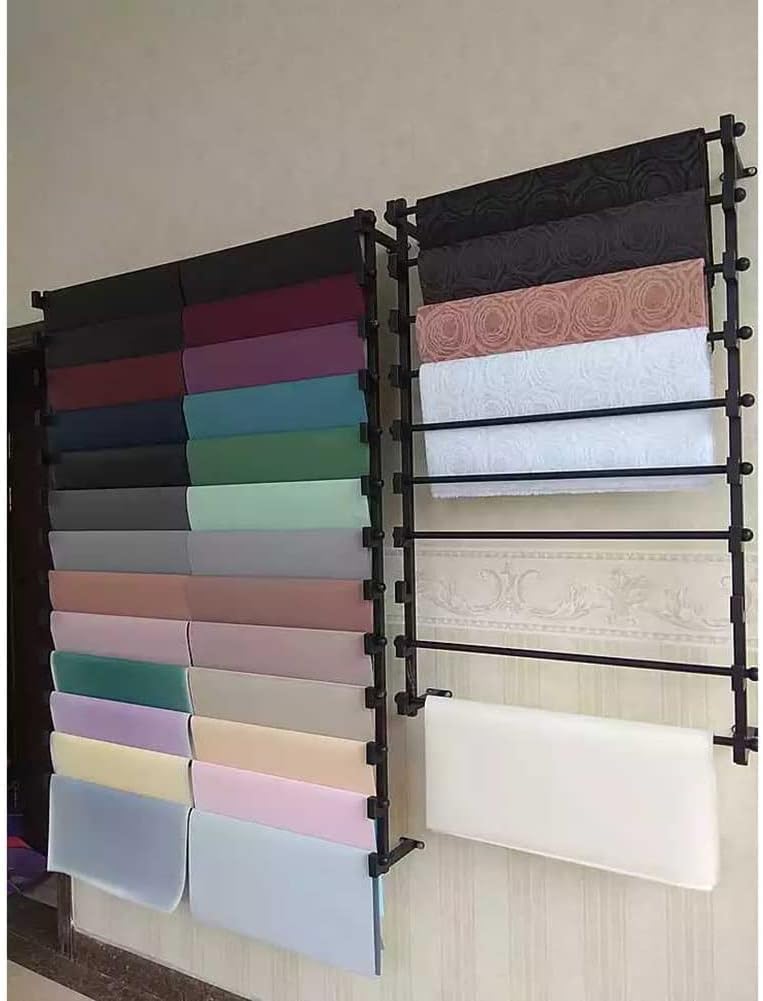 Storage Rack Home Wall Mounted Rack - Storage Organizer Display - Clothes, Ribbon, Flower Wrapping Paper, Shawl, Silk Scarf, 10 Layers Hanging Rod for Retail Stores ( Color : Black , Size : 135x120cm