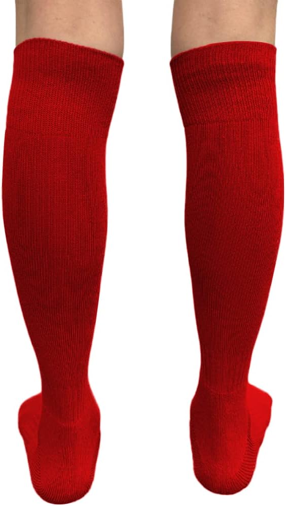 COUVER Knee High Sports Athletic Baseball Softball Socks, 4 Pairs Pack, Dark Red, Large