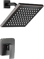 Vista 1 de Juego de grifo de ducha de bronce aceitado, cabezal de ducha de lluvia de baño, cabezal de ducha de metal de una sola función, con válvula áspera