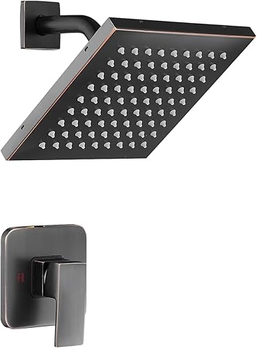 Juego de grifo de ducha de bronce aceitado, cabezal de ducha de lluvia de baño, cabezal de ducha de metal de una sola función, con válvula áspera