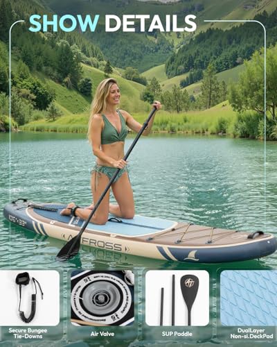 Image of 10'6''x33''Inflatable Stand Up Paddle Board, 400lbs Extra Wide Stand Up Paddleboard with Kayak Seat, Anti-Slip EVA Deck Premium SUP Accessories Kit, Non-Slip Stable Deck Boat