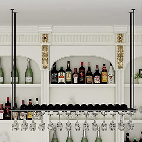 Étagère à vin suspendue DASHADAO 120 cm avec porte-gobelet réglable - 5