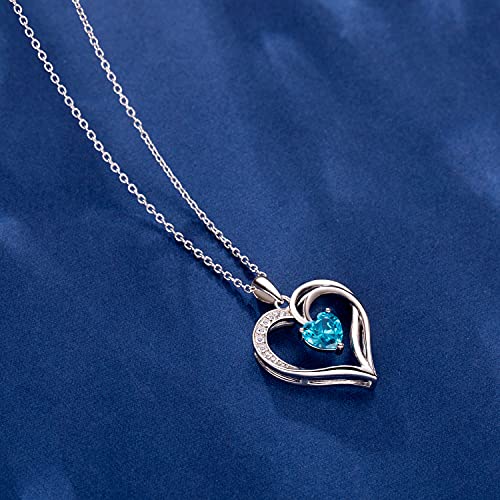 Am Annis Munn Sterling Silver Necklaces For Women Birthstone Heart Necklace For Women Silver Jewelry Engagement Gifts For Women Her Girlfriend #TOP3