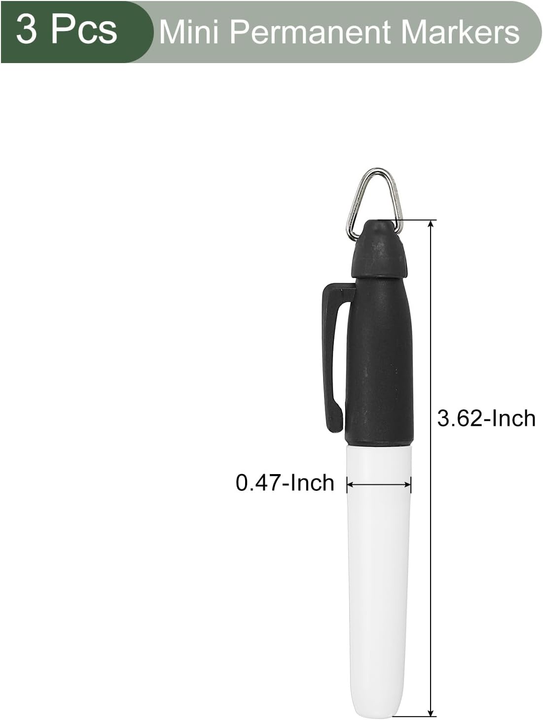 YOKIVE 3 Pcs Mini Permanent Markers, Office Golf Balls Markers Pens with Keychains Clips for Meeting Home Desktop Accessories (Black Ink)