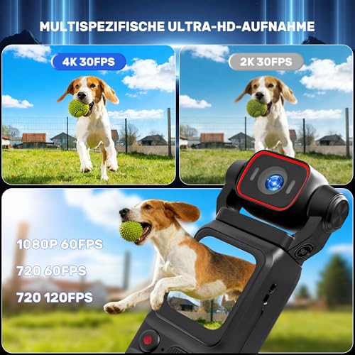 Baobylon Nouvelle Version Camera Vlog 4K, Caméras Pieton, Digital et Petite, Caméras Corporelles Vlog avec Stabilisation à 6 Axes, Pocket Body Cam, Mini Camera Sport pour Sport, Vélo, Voyage – Image 6