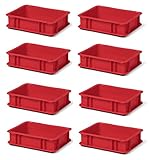 8 Stück Stapelkästen im Euro-Format in robuster Industrieausführung, hergestellt in Deutschland
