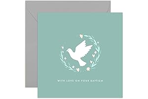 Old English Co. Dove Baptism Greeting Card - Baptism Card for Boy, Girl, Adults