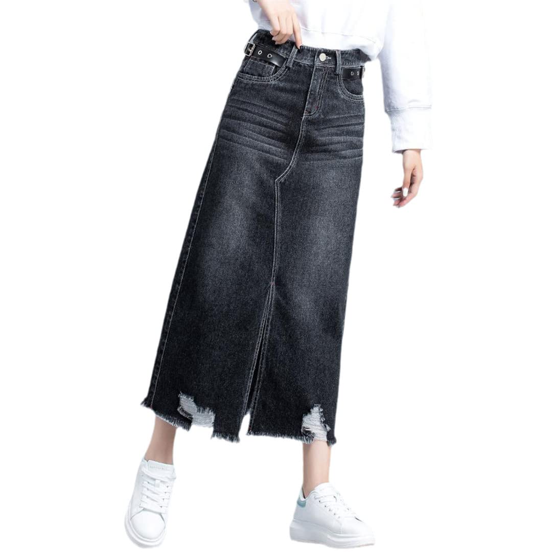 PYTRXGBO Gonna a fessura da donna lunga lunga a trapezio estiva, Nero , XXXL