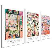 Wieco Art Canvas Wall Art 3 Piece Henri Mattise Art Abstract Colorful Matisse Posters Canvas Prints for Wall and Home Office Decorations