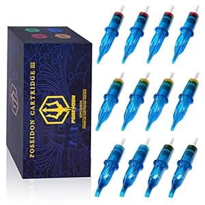 POSEIDON V3 Tattoo Cartridge Needles 50PCS Mixed Size Steriled Needles with Membrane Safety Cartridges-1203RL,1205RL,1207RL,1209RL,1207RM,1209RM,1205RS,1207RS,1209RS,1207M1