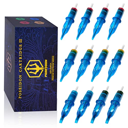 POSEIDON V3 Tattoo Cartridge Needles 50PCS Mixed Size Steriled Needles with Membrane Safety Cartridges-1203RL,1205RL,1207RL,1209RL,1207RM,1209RM,1205RS,1207RS,1209RS,1207M1