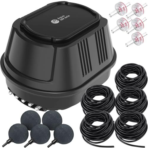 AquaMiracle All-in-One Koi Pond Aerator for Outdoor Ponds, Pond Air Pump with Airline Tubing, Air Stones, Check Valves & Air Filter Pad Up to 3500 Gallon