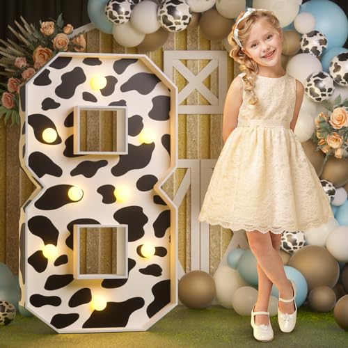 Image of Imprsv Cow Birthday Party Decorations, 3ft Marquee Numbers 8 Light Up Decor