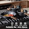 SENSARTE 20Pcs Nonstick Pots and Pans Set, Black Titanium Non Stick Cookware Set, Healthy Kitchen Cooking Set, Induction Compatible, Dishwasher Safe, PFOA/PFOS Free #5