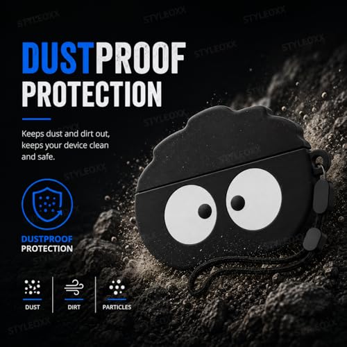 Image of Anvique Silicone Case Cover for Oneplus Nord Buds 4 Pro, Scratch Resistance, Shock Absorption, with Premium Carabiner (Briquette Cartoon Lanyard)