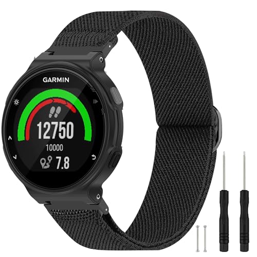 Farluya Elastic Nylon Watchband Compatible with Garmin Forerunner 235/220/230/620/630/735XT Soft Adjustable Sport Stretchy Replacement Strap for Forerunner 235 Lite/Approach S20/S6/S5 Accessory