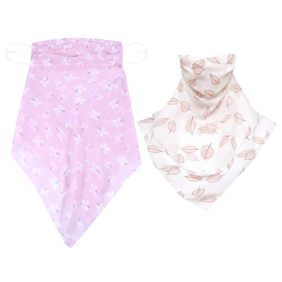KESYOO 2Pcs Face Cover Flower Printed Anti-Sun Face Bandana Breathable Face Scarf Summer Neck Gaiters for Outdoors Hiking (Blue White)