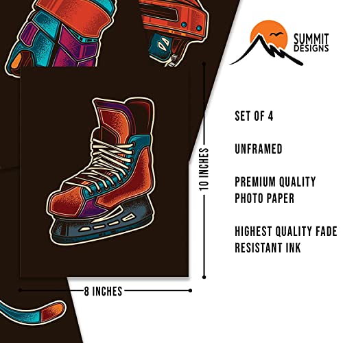 Hockey Wall Art Prints - Set Of 4 (8X10) Unframed Hockey Posters - Hockey Room Decor For Men Kids Teenagers - Hockey Poster Set For Bedroom Man Cave - Hockey Wall Decor - Hockey Boys Bedroom Decor - Girls Dorm Room #TOP6