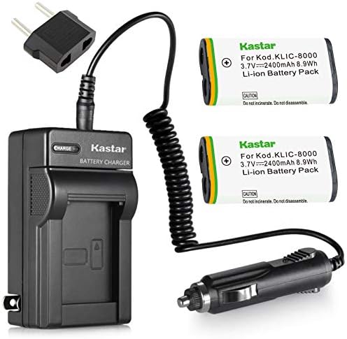 Kastar Battery (2-Pack) and Charger Kit for Kodak KLIC-8000, K8000 Work with Kodak Z1012 is, Z1015 is, Z1085 is, Z1485 is, Z612, Z712 is, Z812 is, Z8612 is Cameras