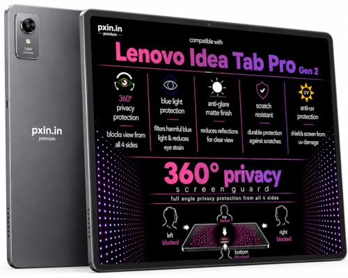 Image of Pxin 360 Pro Privacy Screen guard compatible with Lenovo Idea Tab Pro Gen 2 | Anti Glare | Anti UV | Anti Blue | Anti Reflection | Privacy Filter | Unbreakable Build