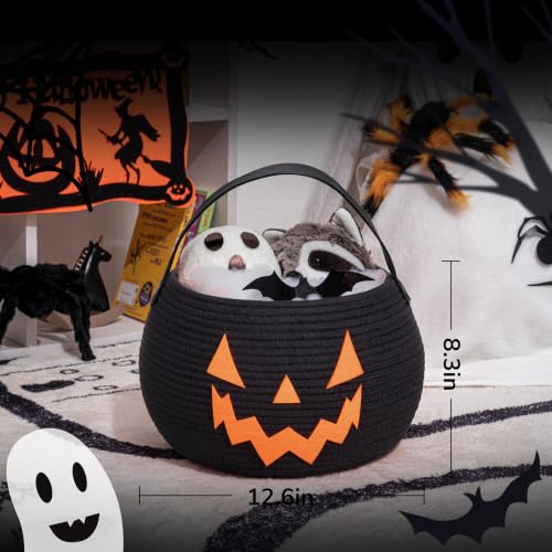 Image of Goodpick Pumpkin Basket, Boo Basket, Halloween Trick or Treat Bucket, Black