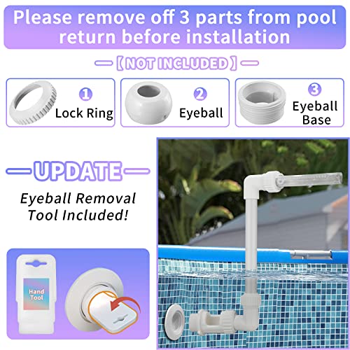 Klleyna Waterfall Fountain LED Blue Light Inground Above Pool, Cooler Sprinkler Pond Aerator Nozzle Supplies, Pump Return jet Accessories, Kids Summer Toy Gift,Decorations Outdoor Garden Patio Feature