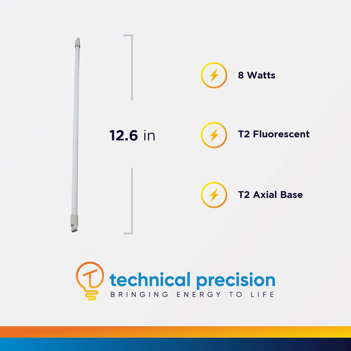 Technical Precision 517280 F8T2-8W T2 Subminiature Linear Fluorescent Bulb - Replacement for Bulbrite FM8T2/830 Light Bulb Axial Base - 3000K Warm White - Undercabinet Lighting - 1 Pack
