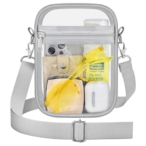 Image of Clear Bag for Stadium Events - Sports Messanger Bag Small Mini Clear Purse for Fan, Concert, Work, Travel