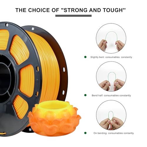 Image of iBOSS 3D Printer Filament, Temperature Color Change PLA+ Filament 1.75mm+ /-0.02mm, Neatly Wound 3D Printing Filament, Fit for Most FDM 3D Printers, 1KG Spool. (Orange to Yellow)