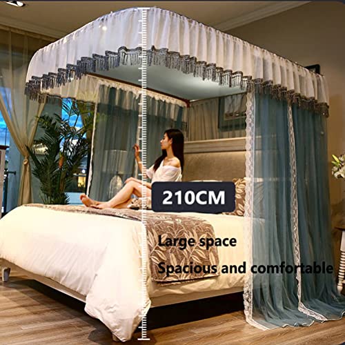 Moustiquaire de lit baldaquin princesse double couche bleu pour chambre élégante - 4