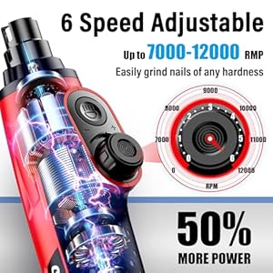 Casfuy Smart 6-Speed Dog Nail Grinder - 50% More Power Pet Nail Grinder with 2 LED Lights Quiet Rechargeable Electric Dog Nail Trimmers File Toenail Grinder for Large Medium Small Dogs & Cats (Red) Casfuy Smart 6 Speed Dog Nail Grinder 50 More Power Pet Nail Grinder with 2 LED Lights Quiet Rechargeable Electric Dog Nail Trimmers File Toenail Grinder for Large Medium Small Dogs Cats Red